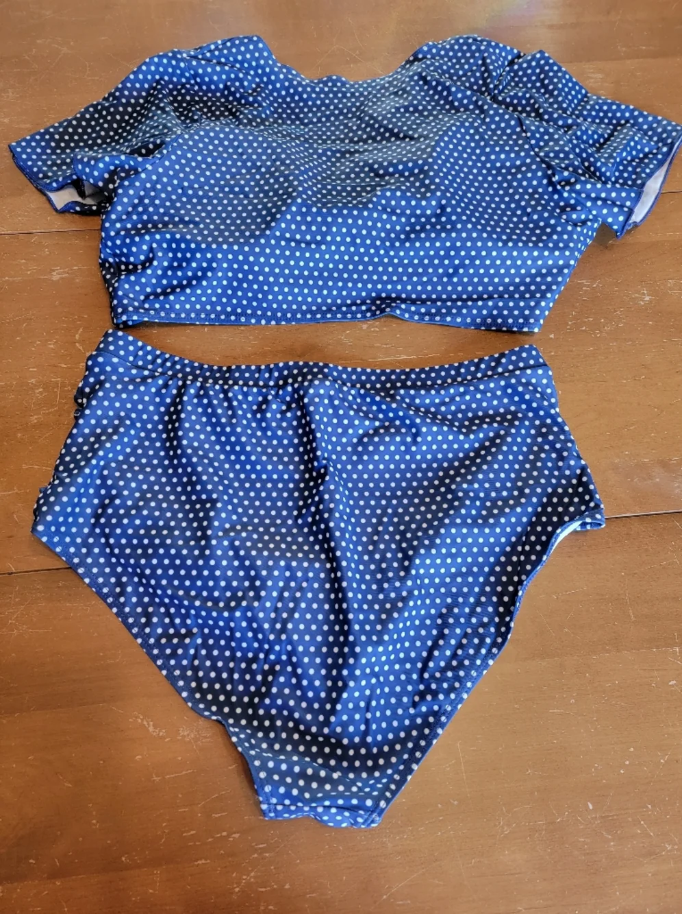 Navy Polka Dot Adjustable Tie-Front Bikini Set Size 16 NWT